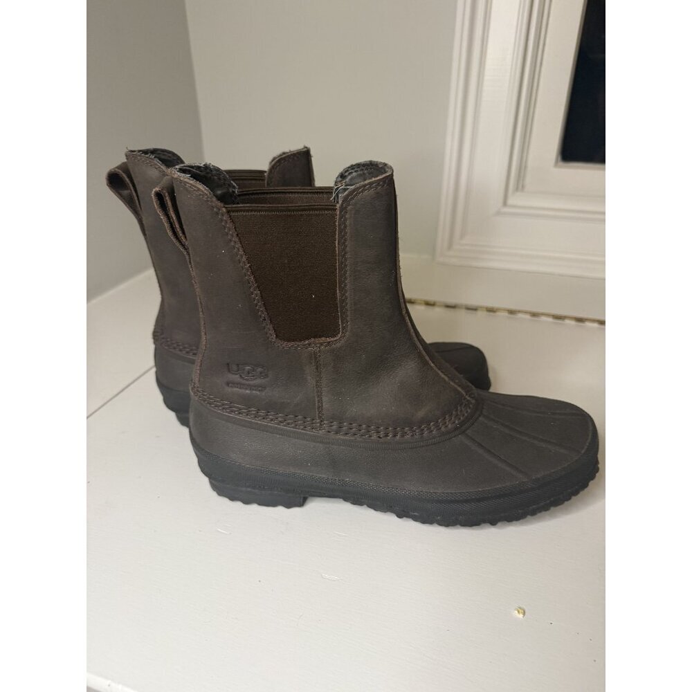 NEW Ugg Romosa Chelsea Leather Waterproof Rain Boots Men's Sz 8 Brown [jb]
